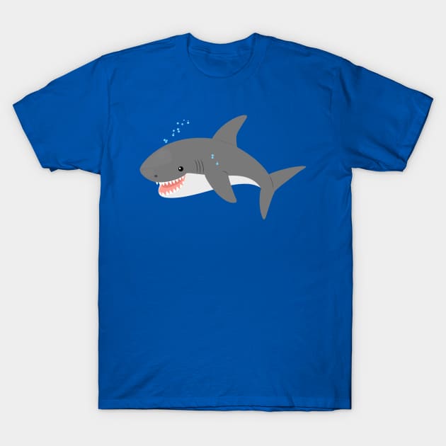 Great white shark happy cartoon illustration T-Shirt by FrogFactory